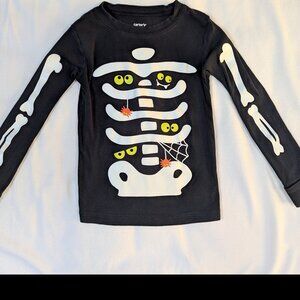 Carter's size 6 unisex glow in the dark black skeleton pajamas 100% cotton